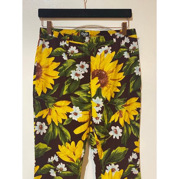 Dolce&Gabbana Brown Sunflowers Print Pants 30 Italy Medium in US Pants D&G - Picture 3 of 7